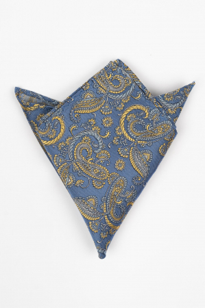 Batista matase naturala bleu cu imprimeu galben si gri [0]