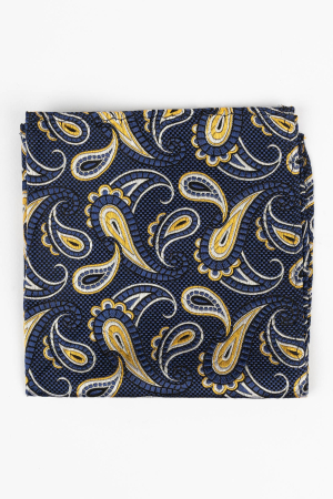 Batista matase naturala bleumarin cu model floral auriu [1]