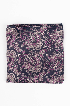 Batista matase naturala bleumarin cu model floral mov si roz [1]