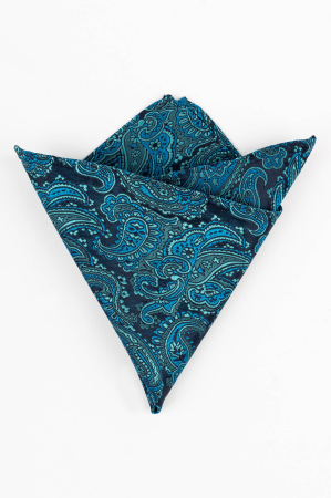 Batista matase naturala bleumarin cu paisley turcoaz [0]