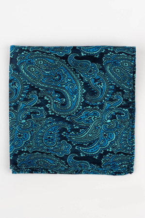 Batista matase naturala bleumarin cu paisley turcoaz [1]