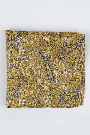 Batista matase naturala galbena cu paisley alb si negru [1]