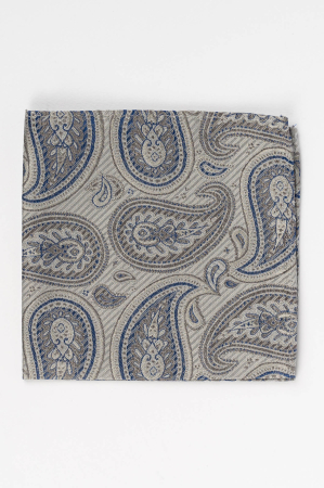 Batista matase naturala gri cu paisley bleumarin [1]