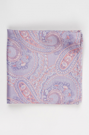 BATISTE - Batista matase naturala lila cu model paisley alb si roz