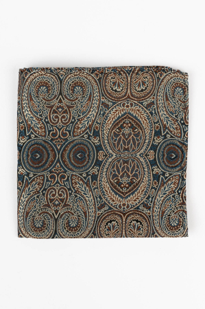 Batista matase naturala neagra cu  imprimeu paisley maro si auriu [1]