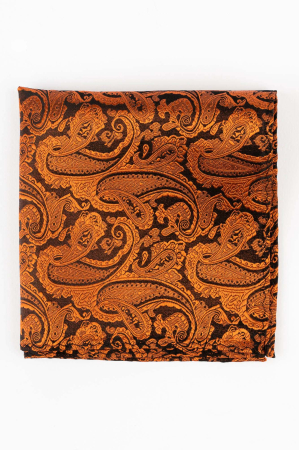 Batista matase naturala neagra cu paisley caramiziu [1]