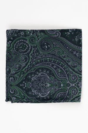 Batista matase naturala neagra cu paisley verde si gri [1]