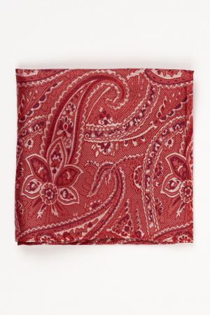 BATISTE - Batista matase naturala  rosie cu model paisley crem si mov