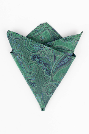 Batista matase naturala verde cu model floral bleumarin [0]