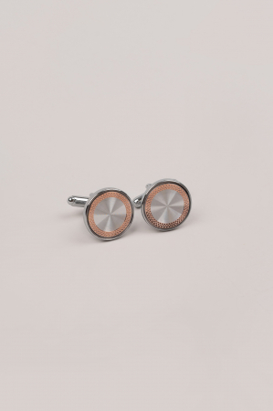 BUTONI - Butoni rotunzi argintii cu insertie aurie 25-06