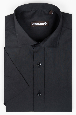 CLASICE - Camasa 2XL-4XL regular fit neagra cu maneca scurta