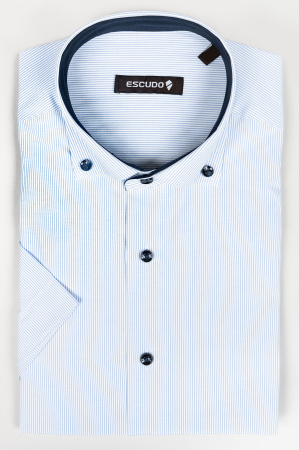 Camasa 2XL regular alba cu dungi maneca scurta  [0]