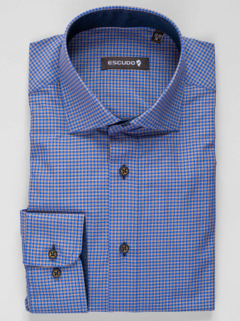 Camasa 2XL regular albastra cu carouri maro [0]