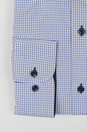 Camasa alba 2XL regular cu carouri albastre [1]