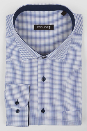 Camasa alba 2XL regular cu carouri albastre [0]