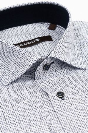 Camasa alba barbati slim fit cu imprimeuri bleumarin [2]