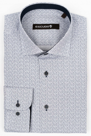 Camasa alba barbati slim fit cu imprimeuri bleumarin [0]