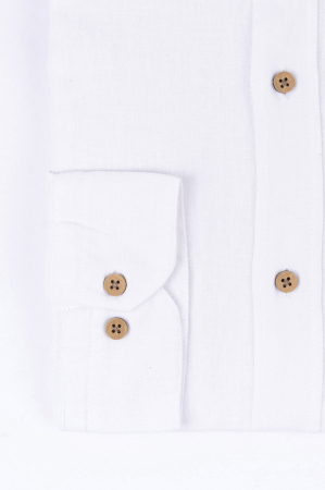 Camasa alba casual barbati slim fit din in cu guler tunica [4]