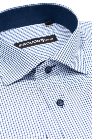 Camasa alba cu carouri bleumarin slimt fit [1]