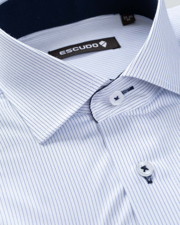 Camasa alba cu dungi bleumarin slim fit [1]