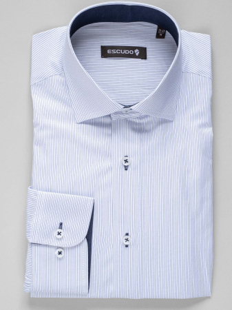 Camasa alba cu dungi bleumarin slim fit [0]