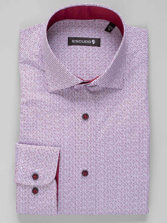 Camasa alba cu imprimeuri bordo slim fit [2]