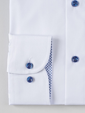 Camasa alba cu insertii bleumarin slim fit [3]