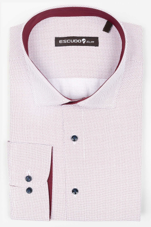 Camasa alba cu picouri visinii slim fit 2XL [0]