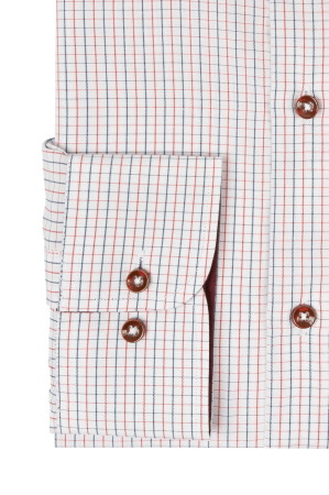 Camasa alba regular cu carouri in combinatie de rosu si negru [2]