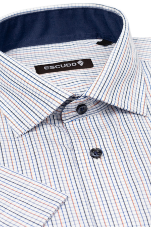 Camasa alba regular cu maneca scurta cu carouri [1]