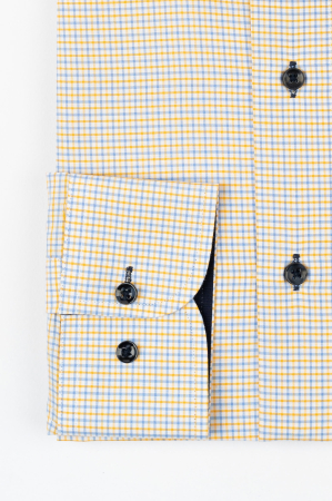 Camasa alba regular fit cu carouri galbene si bleu [1]