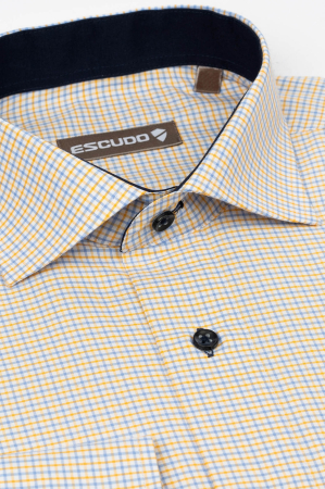 Camasa alba regular fit cu carouri galbene si bleu [2]