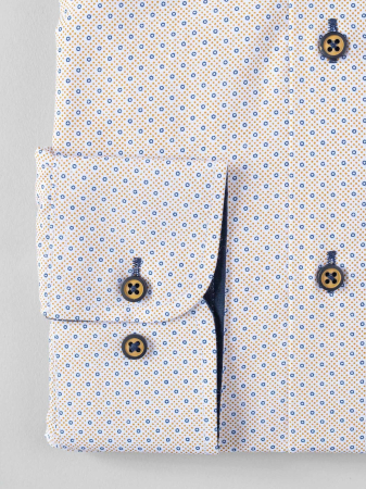 Camasa alba regular fit cu imprimeuri maro si albastre [2]