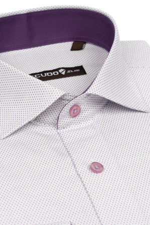 Camasa alba slim cu picouri mov [2]