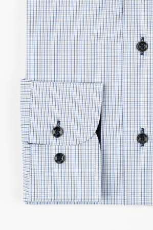 Camasa alba slim fit cu carouri bleumarin si bleu [2]