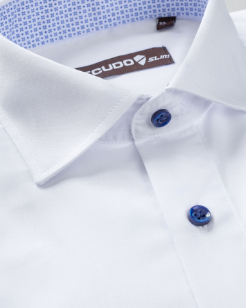 Camasa alba slim fit cu insertii albastre [3]