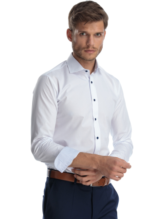 Camasa alba slim fit cu insertii albastre [1]
