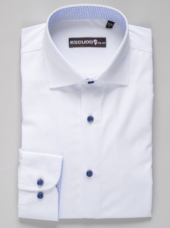 Camasa alba slim fit cu insertii albastre [2]