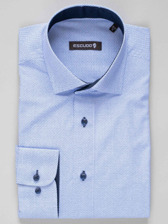 Camasa alba slim fit cu romburi bleumarin [2]