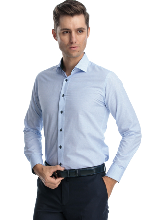 Camasa alba slim fit cu romburi bleumarin [0]