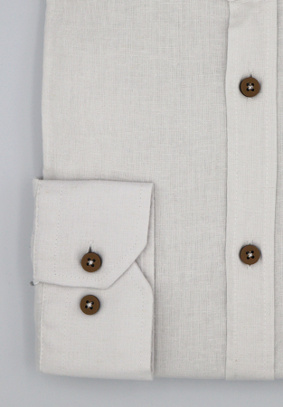 Camasa alba slim fit din in cu guler tunica pentru barbati [3]