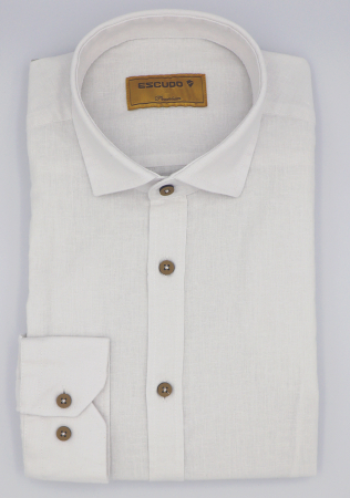 Camasa alba slim fit din in pentru barbati [2]