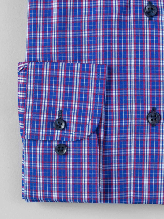 Camasa albastra cu carouri bordo slim fit [2]