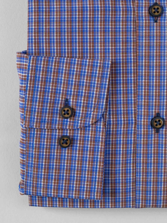 Camasa albastra regular fit cu caro maro [1]