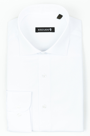 Camasa barbati alba regular cu model in tesatura [0]