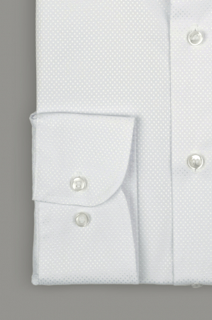 CAMASI - Camasa barbati alba slim fit cu model in tesatura