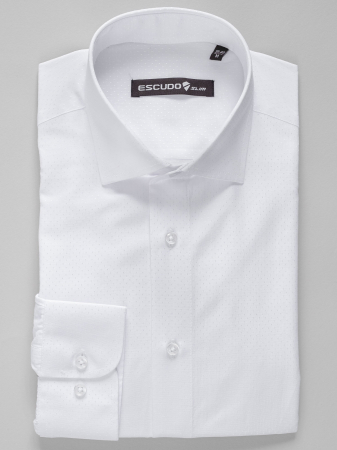 Camasa barbati alba slim fit cu picouri [0]