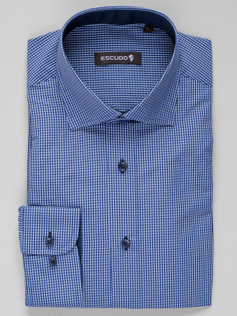 Camasa barbati cu carouri bleumarin slim fit [0]