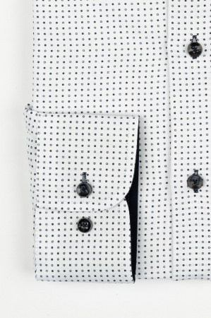 TALL - CAMASI BARBATI INALTI - Camasa barbati inalti slim fit alba cu imprimeu bleumarin - TALL