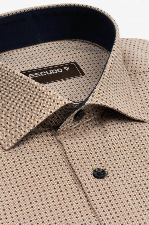Camasa barbati slim fit cappuccino cu imprimeu bleumarin 2XL [2]